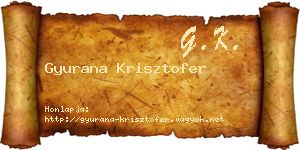 Gyurana Krisztofer névjegykártya